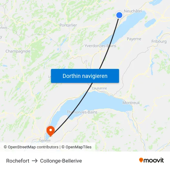 Rochefort to Collonge-Bellerive map