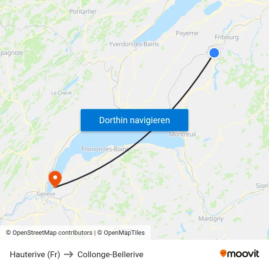 Hauterive (Fr) to Collonge-Bellerive map