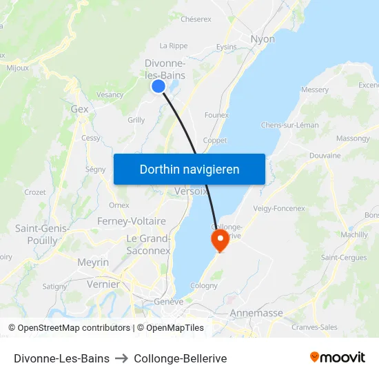 Divonne-Les-Bains to Collonge-Bellerive map