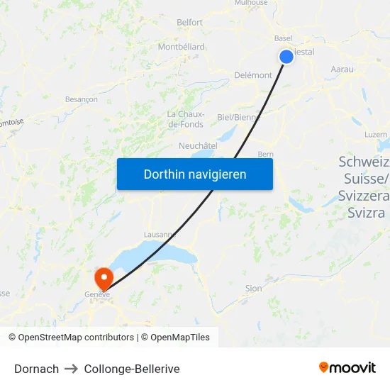 Dornach to Collonge-Bellerive map
