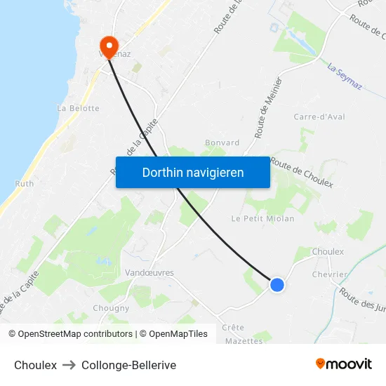 Choulex to Collonge-Bellerive map