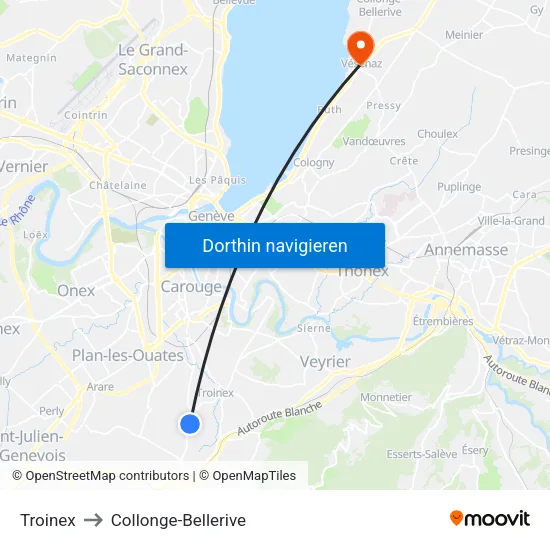 Troinex to Collonge-Bellerive map