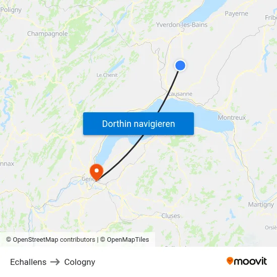 Echallens to Cologny map