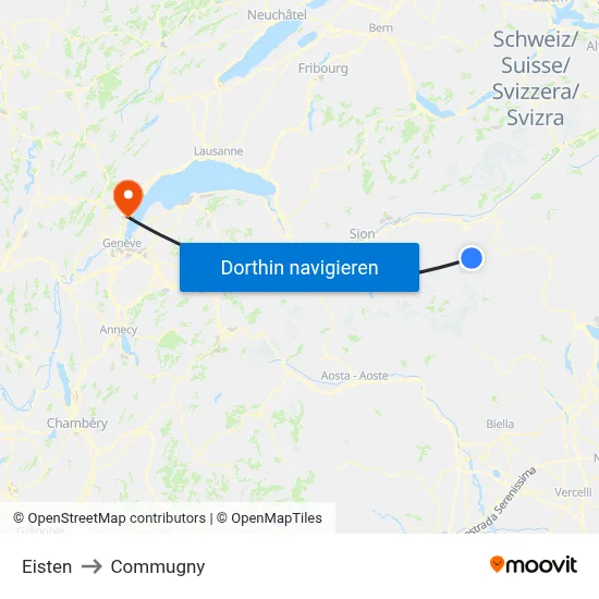 Eisten to Commugny map