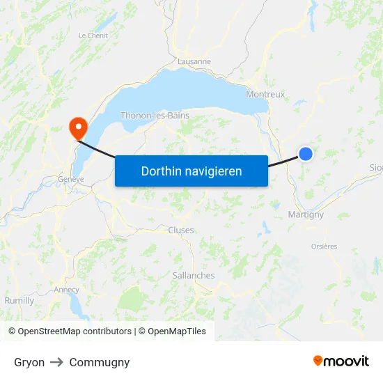 Gryon to Commugny map