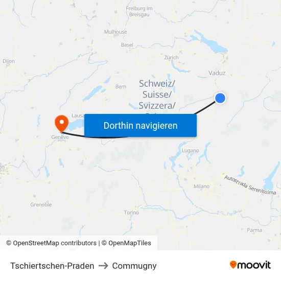 Tschiertschen-Praden to Commugny map