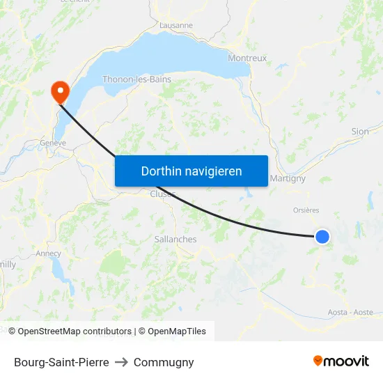 Bourg-Saint-Pierre to Commugny map