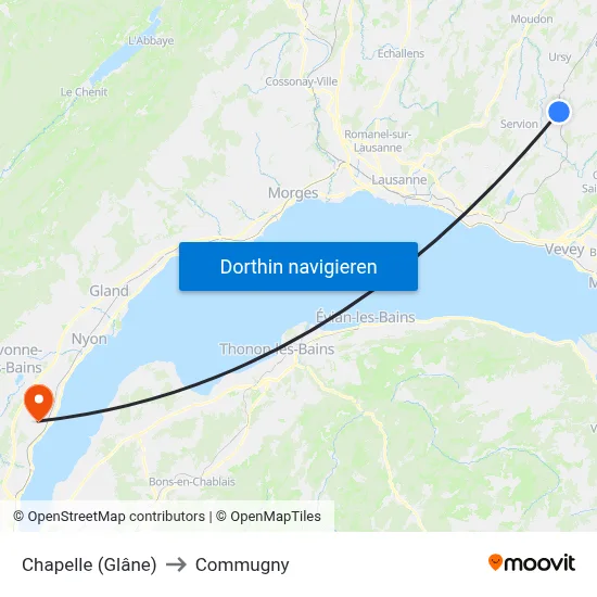Chapelle (Glâne) to Commugny map