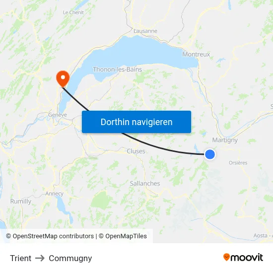 Trient to Commugny map