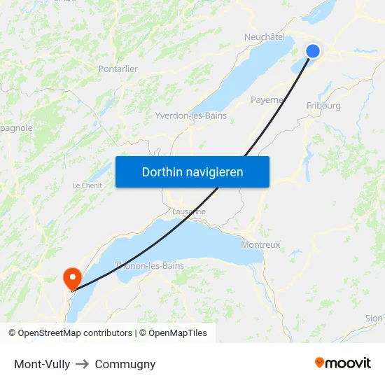 Mont-Vully to Commugny map