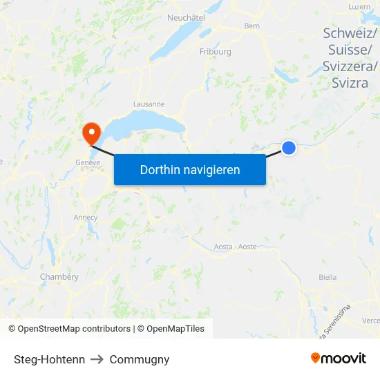 Steg-Hohtenn to Commugny map