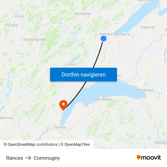 Rances to Commugny map