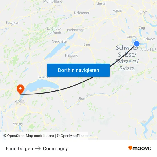 Ennetbürgen to Commugny map