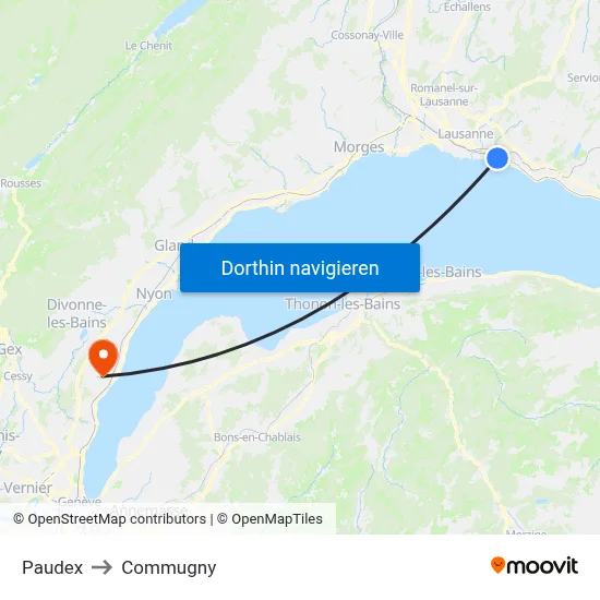Paudex to Commugny map