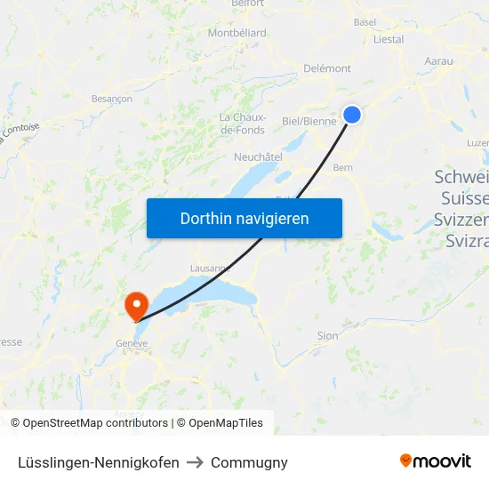 Lüsslingen-Nennigkofen to Commugny map