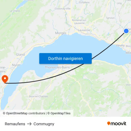 Remaufens to Commugny map