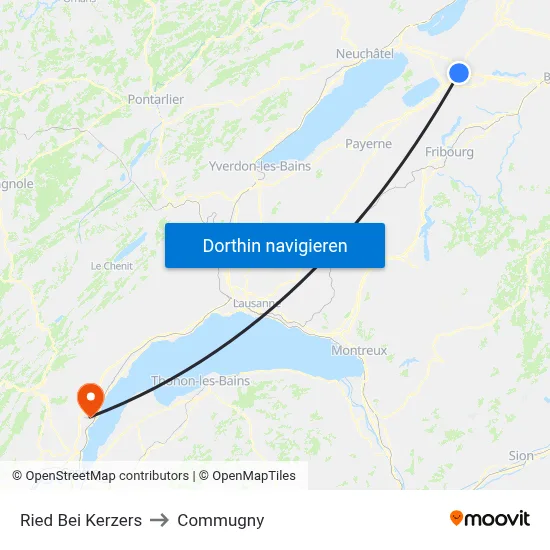 Ried Bei Kerzers to Commugny map