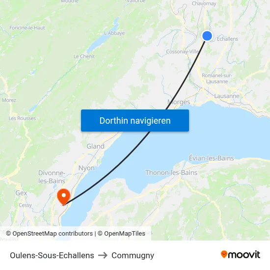 Oulens-Sous-Echallens to Commugny map