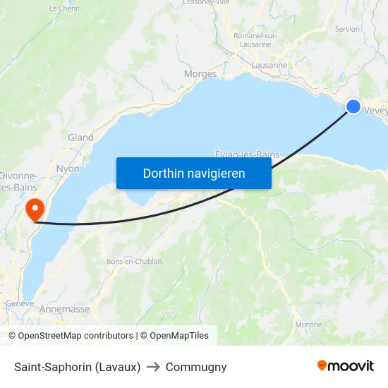 Saint-Saphorin (Lavaux) to Commugny map