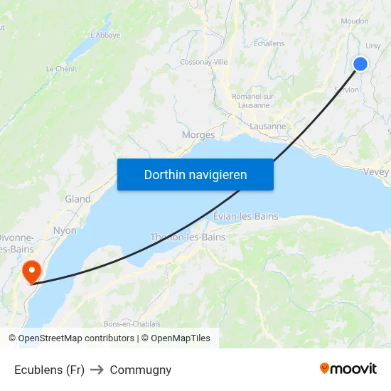 Ecublens (Fr) to Commugny map