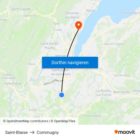 Saint-Blaise to Commugny map