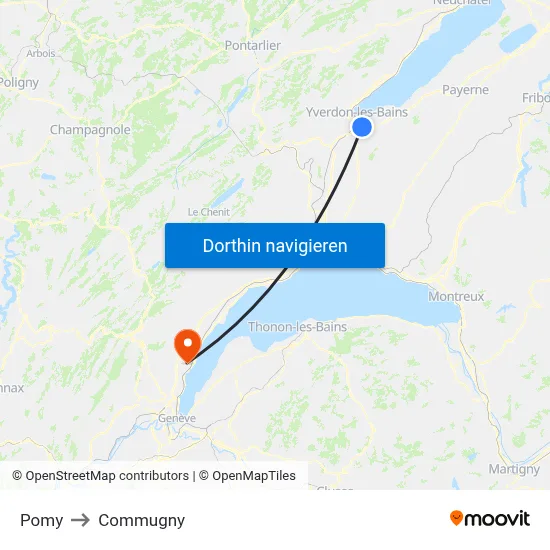 Pomy to Commugny map