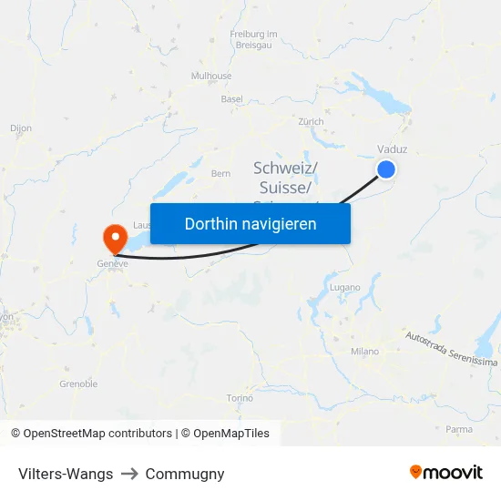 Vilters-Wangs to Commugny map