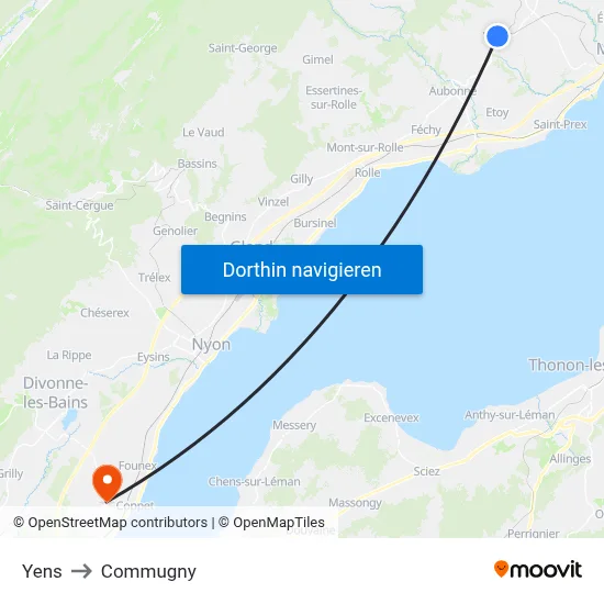 Yens to Commugny map