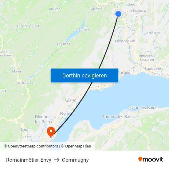Romainmôtier-Envy to Commugny map
