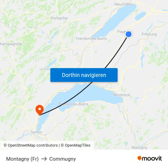 Montagny (Fr) to Commugny map
