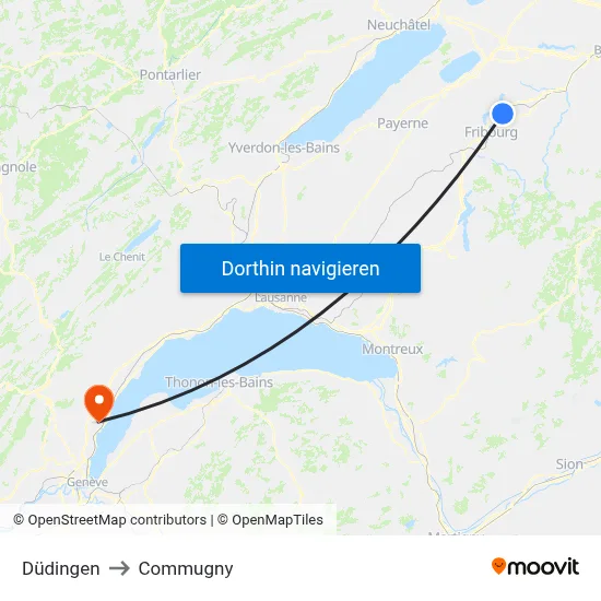 Düdingen to Commugny map