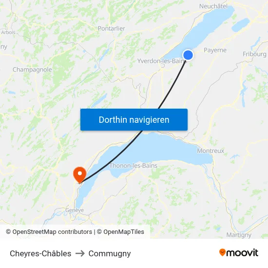 Cheyres-Châbles to Commugny map