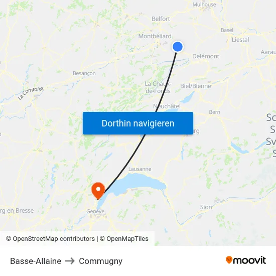 Basse-Allaine to Commugny map
