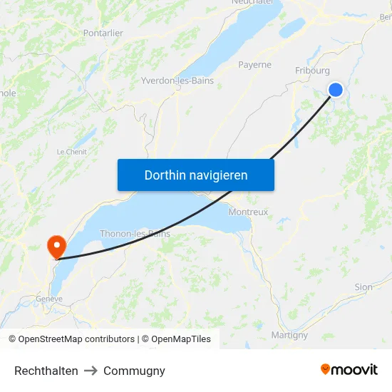 Rechthalten to Commugny map