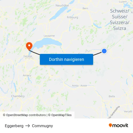 Eggerberg to Commugny map