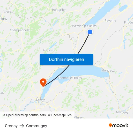 Cronay to Commugny map