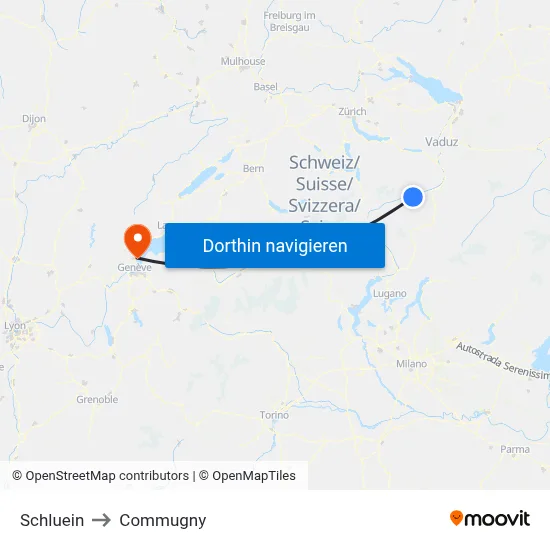Schluein to Commugny map