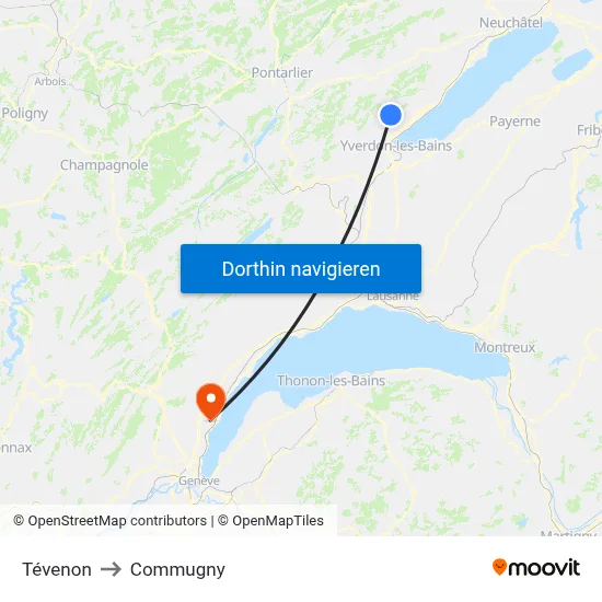 Tévenon to Commugny map