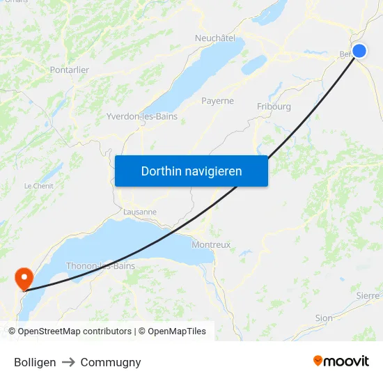 Bolligen to Commugny map