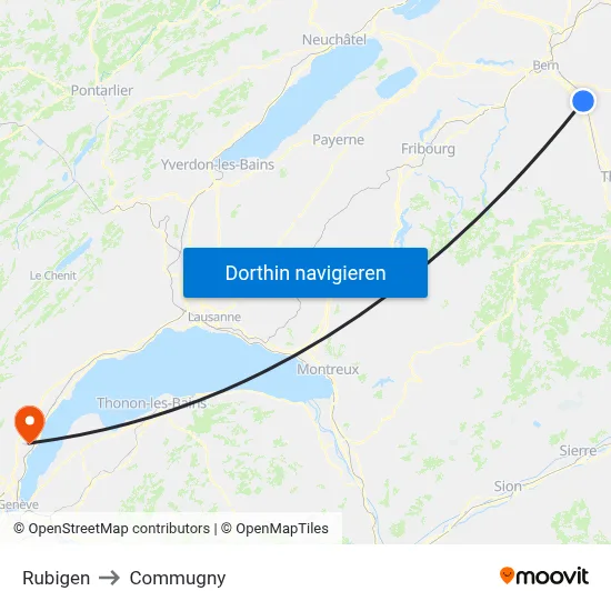 Rubigen to Commugny map