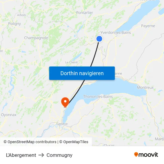 L'Abergement to Commugny map
