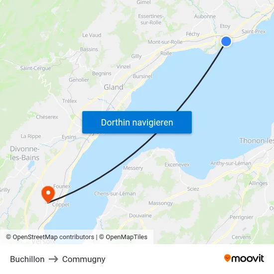 Buchillon to Commugny map