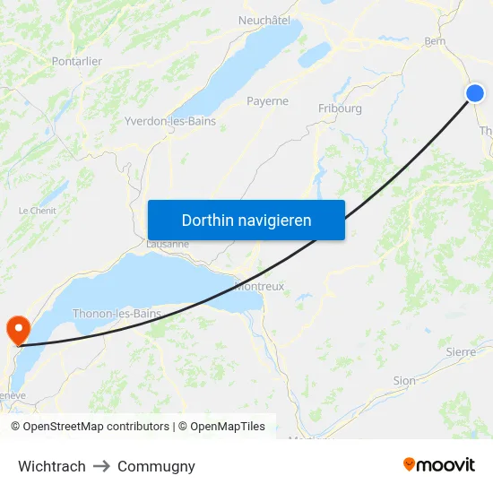 Wichtrach to Commugny map