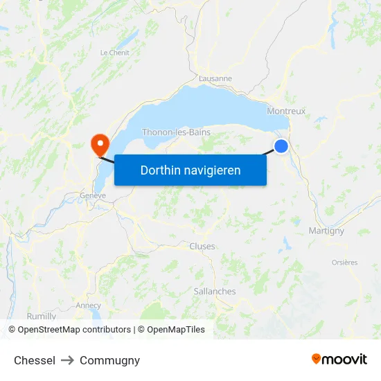 Chessel to Commugny map