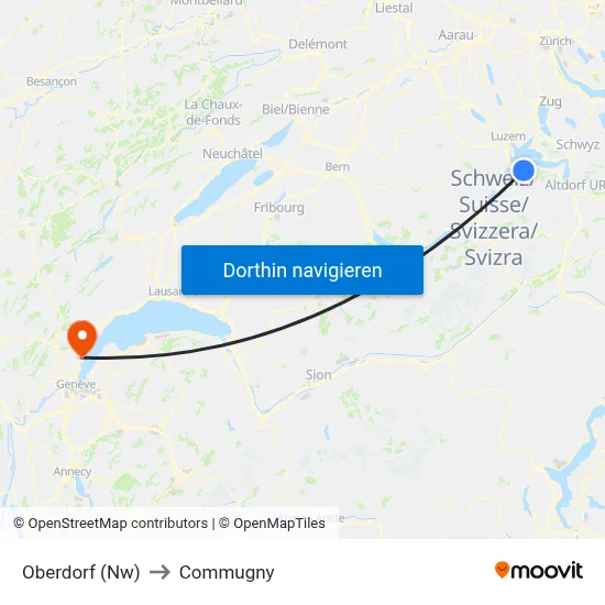 Oberdorf (Nw) to Commugny map