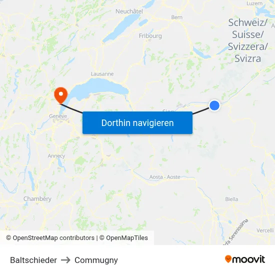 Baltschieder to Commugny map