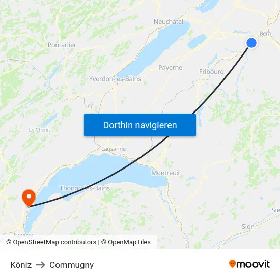 Köniz to Commugny map