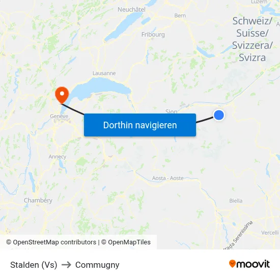 Stalden (Vs) to Commugny map