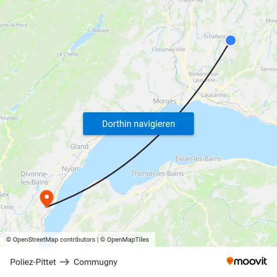 Poliez-Pittet to Commugny map