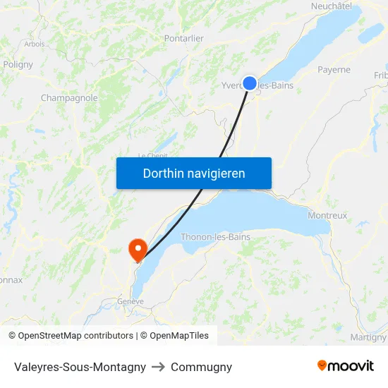 Valeyres-Sous-Montagny to Commugny map